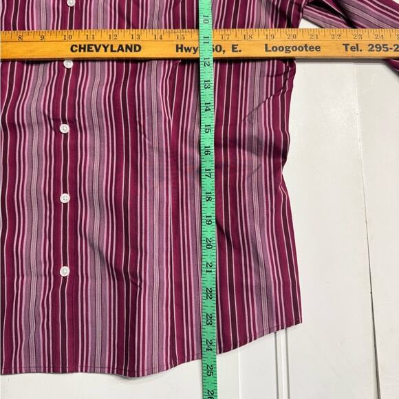 Eddie Bauer Maroon Pink Striped Button Down Shirt Wrinkle Resistant Size L - Picture 4 of 6